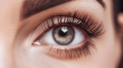 Obraz premium Close-up of Eye with Long Lashes and Detailed Iris