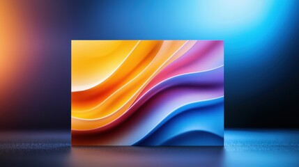 Naklejka premium Business cards on an office desk with vivid digital graphics and clean background