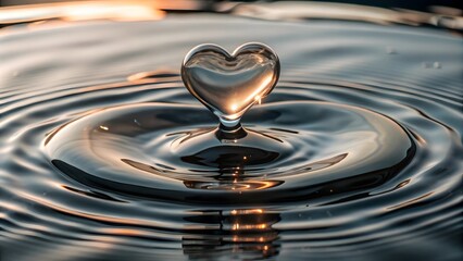Water drop in shape of heart AI generated
