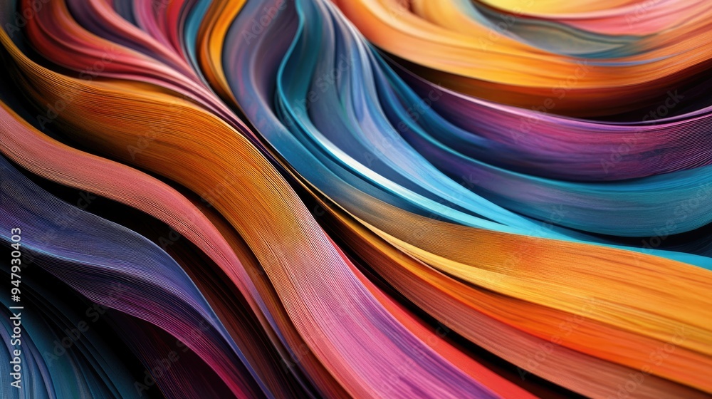 Poster colorful abstract thin wood lines, with a dynamic futuristic backdrop, creating a vibrant and modern