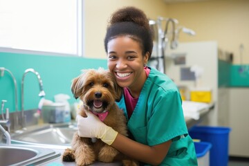 Veterinarian doctor care dog.