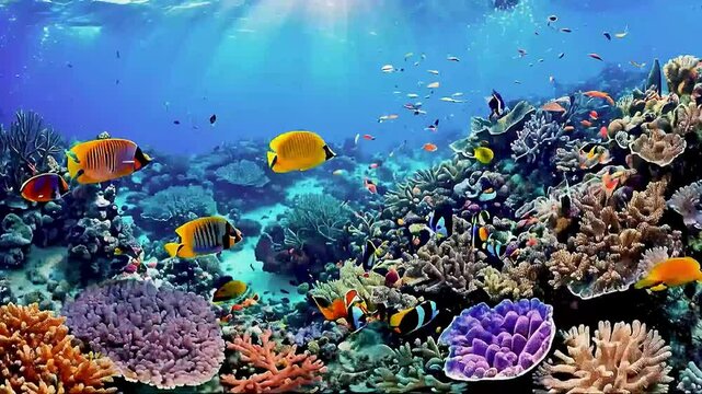 a coral reef  and  fish
