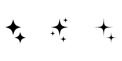 Retro futuristic sparkle icons collection set. Set of star shapes. Abstract cool shine effect sign vector design. Templates for design, posters, projects, banners, logo, and business cards