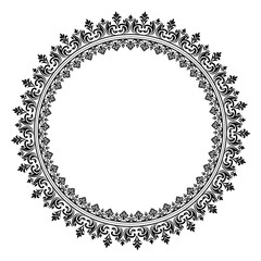 Black circular round ornament floral Abstract pattern Victorian Damask traditional style, illustration Vintage Design, Floral frames, Mandala, Antique, Moroccan