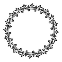 Black circular round ornament floral Abstract pattern Victorian Damask traditional style, illustration Vintage Design, Floral frames, Mandala, Antique, Moroccan