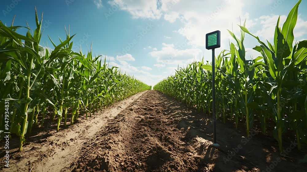 Poster photograph showcasing iot powered soil probes continuously monitoring and analyzing nutrient within 