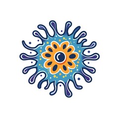 Abstract blue and orange cell illustration.