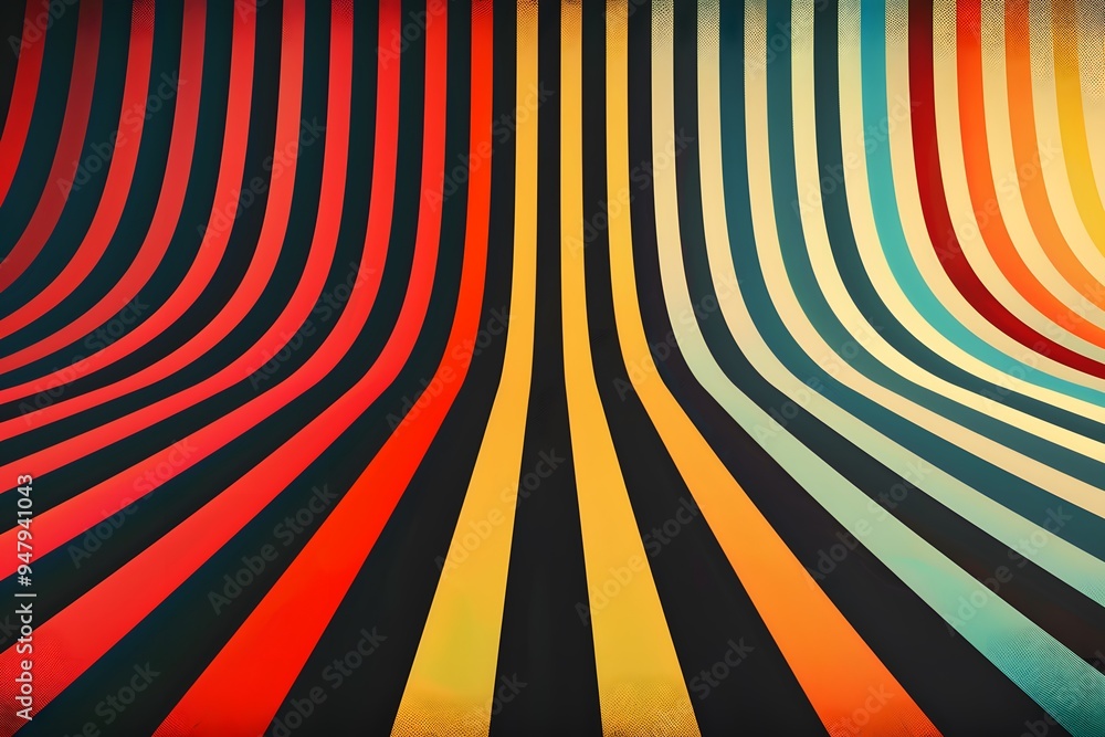 Poster vibrant curved stripes in bold colors creating a dynamic visual flow