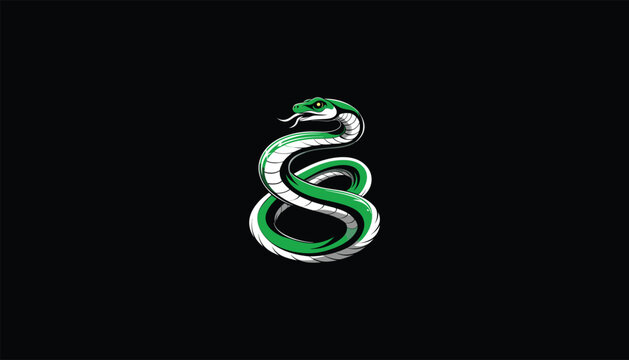 recommend clip art: Green Snake in Grass – White Outline, Black Background