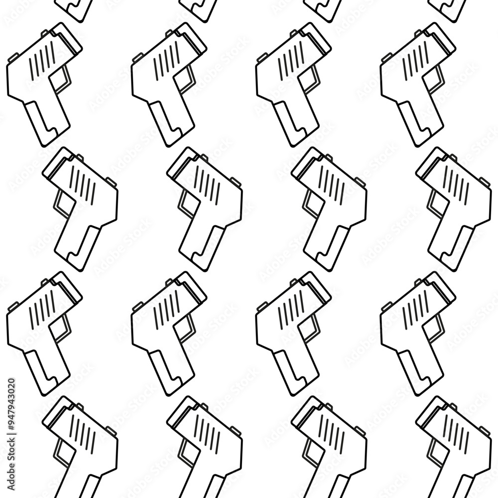 Wall mural cute gun seamless pattern in black and white for background