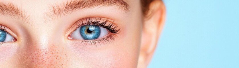 Obraz premium Closeup of a teenage girl with acne scars on her cheeks, with a slight smile on her face