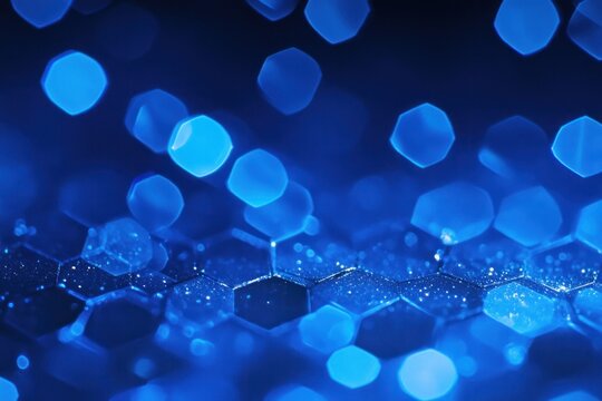 Abstract hexagonal blue bokeh
