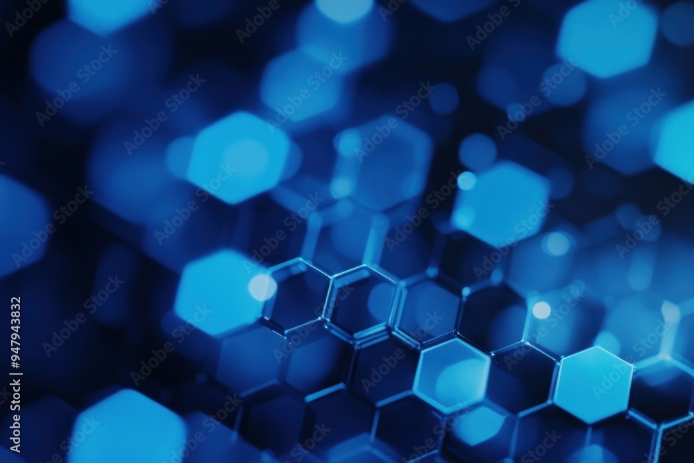 Poster abstract blue hexagonal pattern