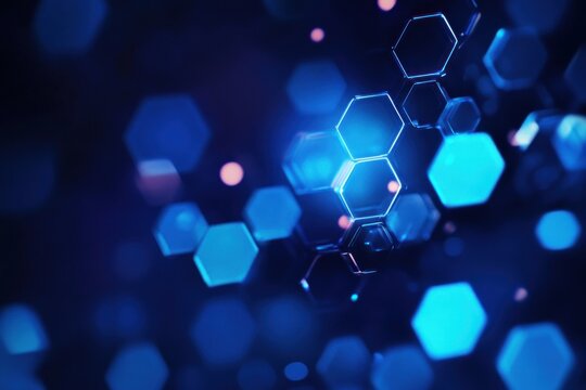 Abstract blue hexagonal light pattern