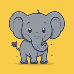 Obraz premium Cute cartoon elephant with big eyes and a smile.