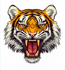 Angry tiger head logo, white background