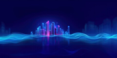 Fototapeta premium Futuristic neon cityscape illustration