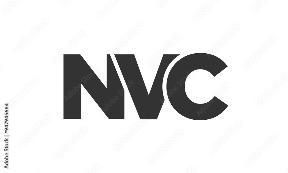 Poster nvc logo design template with strong and modern bold text. initial based vector logotype featuring s