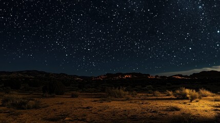 Fototapeta premium Starry Night Over Desert Landscape