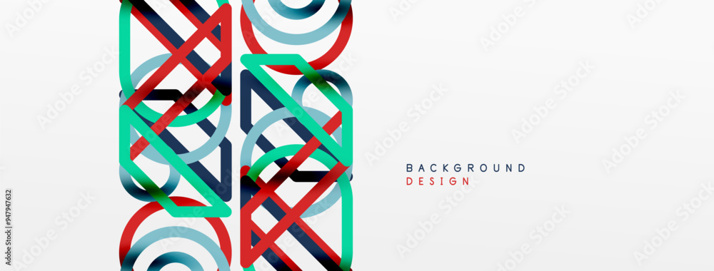 Poster abstract background - colorful circle lines technology or business digital template