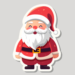 Xmas sticker Santa Claus is smiling. Illustration of cartoon Santa Claus character.