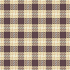 Real plaid textile fabric, poster texture background tartan. Repetitive pattern vector seamless check in beige and orange colors.