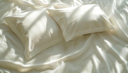 Bed sheet with pillowcase neatly arranged on a bed