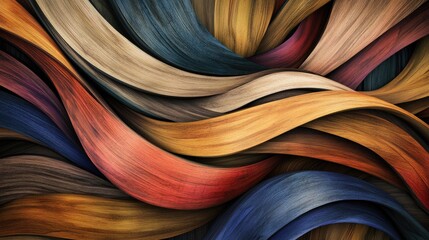 Thin wood lines in a colorful abstract design, set on a dynamic futuristic background, blending natural elements with modern aesthetics