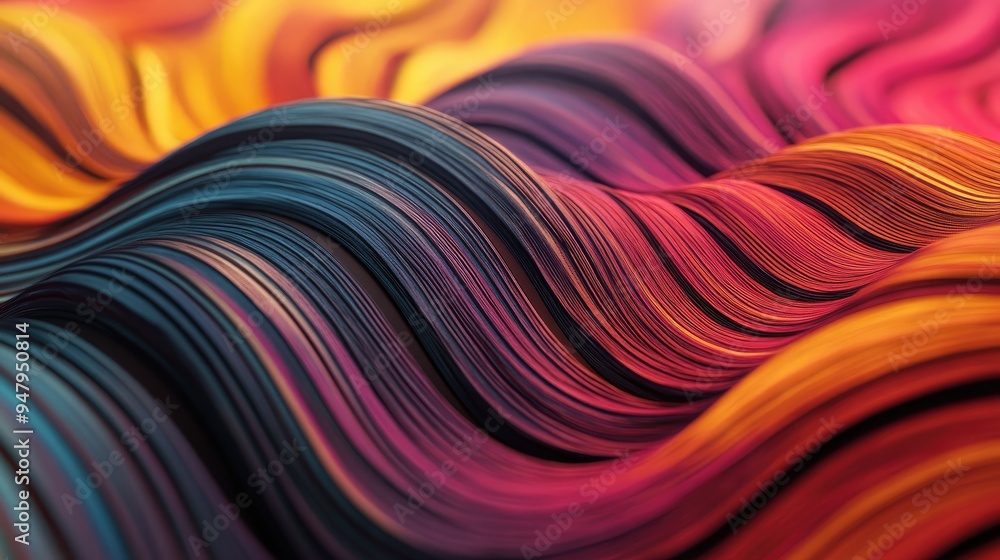 Poster thin wood lines in a vibrant abstract pattern, with a dynamic futuristic background, creating a colo