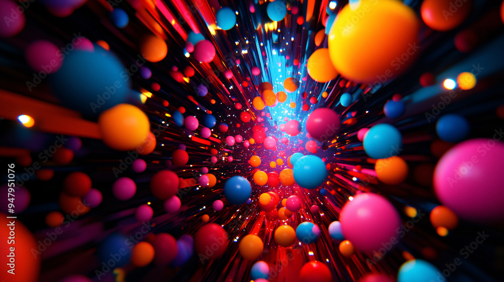 Wall mural a colorful image of many small balls in a spiral. the balls are of different colors and sizes, creat