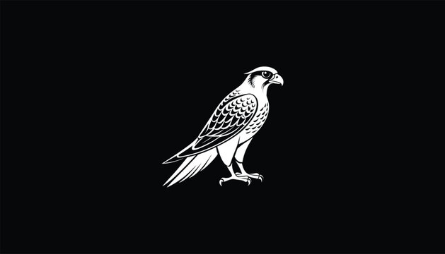recommend clip art: Realistic Vector Image of Falcon with White Outline on Black Background