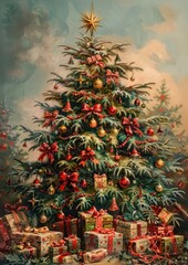 Festive Christmas tree illustration