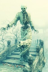 Fototapeta premium Zombie Practicing Tai Chi in Serene Chinese Garden