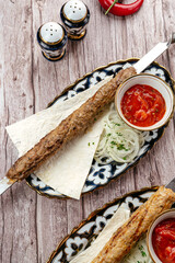 Barbecue on a skewer. Uzbek cuisine.