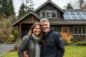 Happy couple sustainable home