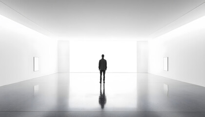 Obraz premium A large, empty space with a small, centered element, like a dot, circle, or tiny icon, emphasizing simplicity