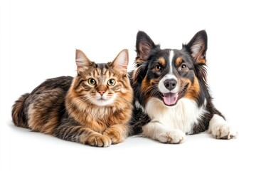 Cat and dog together peacefully