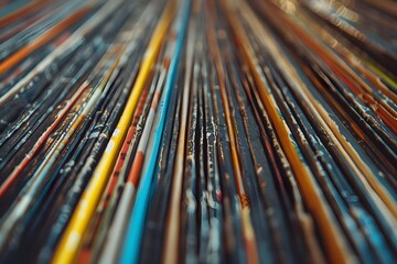 Fototapeta premium A Close-Up View of Colorful Vinyl Records Stacked Together