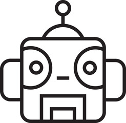 Robot Head Icon Line Illustration