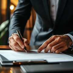 A Close-Up of a Man's Hand Signing a Document with a Pen