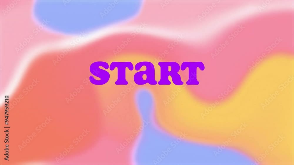 Aufkleber start text animation over colorful abstract background