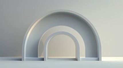 Arch Design. Exhibition Stand Gate Entrance 3D Illustration in Artistic Style