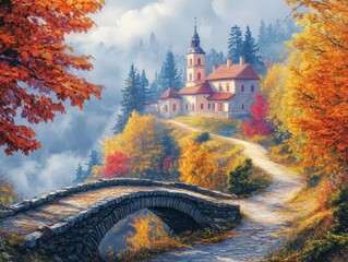 Naklejka premium Wall calendar with images displaying beautiful landscapes