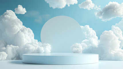 A blue sky with clouds and a white oval in the middle