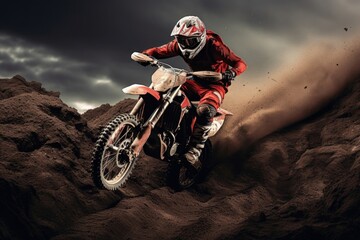 Naklejka premium Motorcycle motocross vehicle helmet.