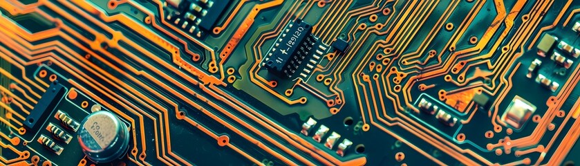 High Tech Circuit Board With Website Interface Symbolizing Cybersecurity Infrastructure