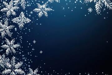 Elegant Christmas background with silver snowflakes on a deep blue backdrop