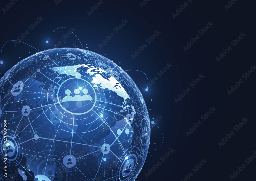 Poster global network connection. world map point and line composition concept of global business. vector i