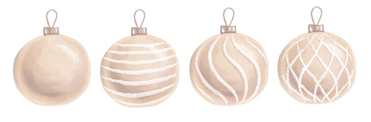 Bubbles. Christmas tree decoration. Watercolor