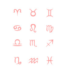 Set of Zodiac symbols, simple horoscope icons vector illustration for design